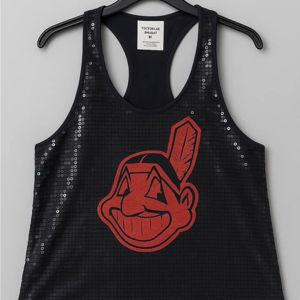 Victoria's Secret Black Sequin Tank with Red Design